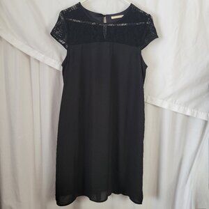 Topfeeling Ladies MJ Style Dress Black Lace Large Crochet lined cap slvs 90s LBD